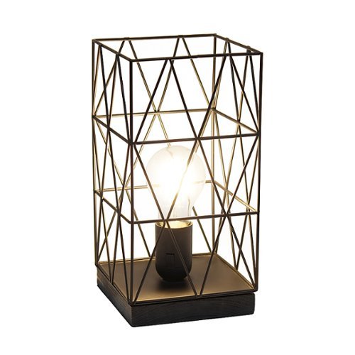Simple Designs - Geometric Square Metal Table Lamp - Black