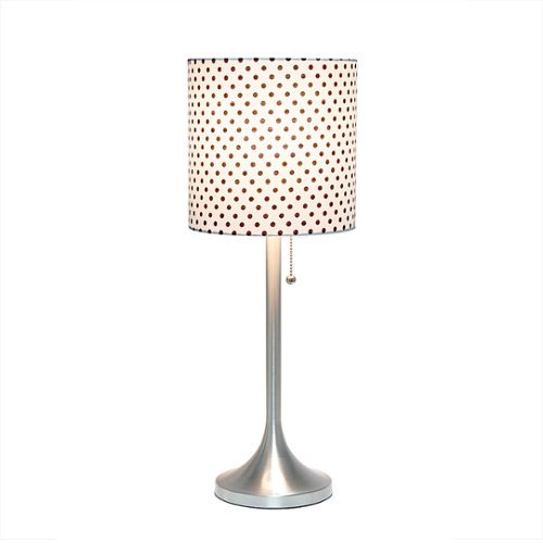 Simple Designs - Brushed Nickel Tapered Table Lamp with Polka Dot Fabric Drum Shade