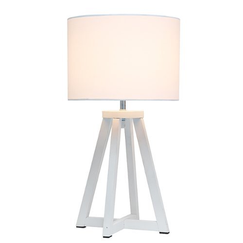 Simple Designs - Interlocked Triangular Wood Table Lamp with White Fabric Shade - White