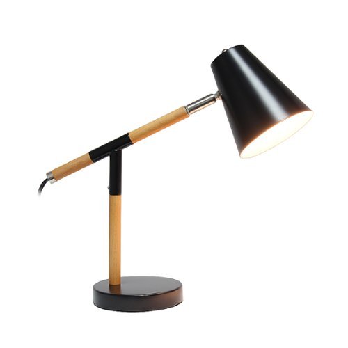Simple Designs - Black Matte and Wooden Pivot Desk Lamp