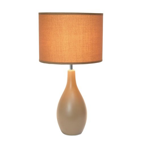 Simple Designs - Oval Bowling Pin Base Ceramic Table Lamp - Light Brown