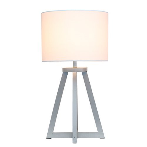 

Simple Designs - Interlocked Triangular Wood Table Lamp with White Fabric Shade - Gray/White