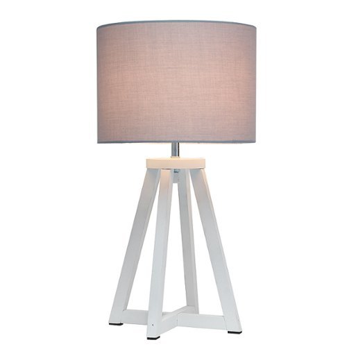 Simple Designs - Interlocked Triangular Wood Table Lamp with Fabric Shade - Gray/White