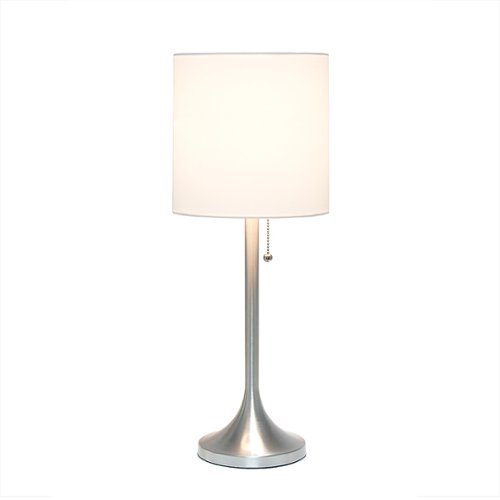 Simple Designs - Tapered Table Lamp with Fabric Drum Shade - Brushed Nickel/White