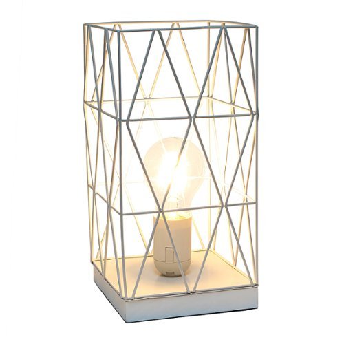 Simple Designs - Geometric Square Metal Table Lamp - White