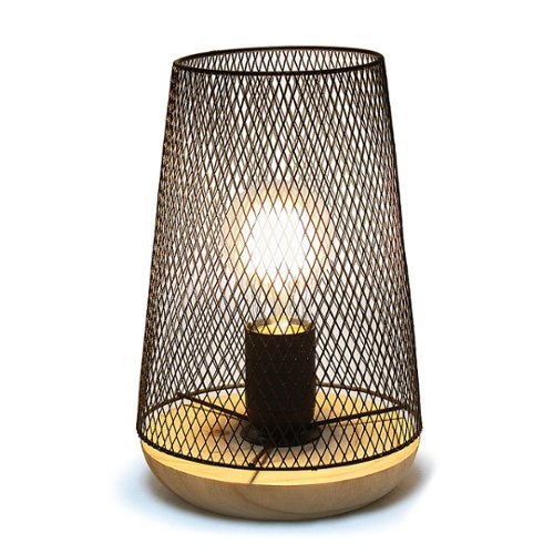 Simple Designs - Wired Mesh Uplight Table Lamp - Black