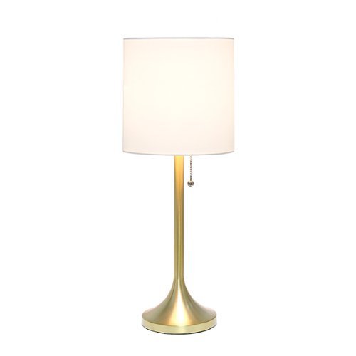 Simple Designs - Tapered Table Lamp with Fabric Drum Shade - Gold