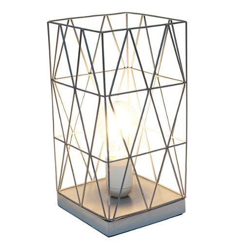 Simple Designs - Geometric Square Metal Table Lamp - Gray
