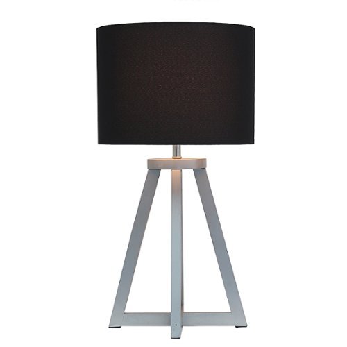 

Simple Designs - Interlocked Triangular Gray Wood Table Lamp with Fabric Shade - Gray/Black
