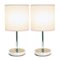 Simple Designs - Chrome Mini Basic Table Lamp with Fabric Shade 2 Pack Set - Chrome/White-Front_Standard 