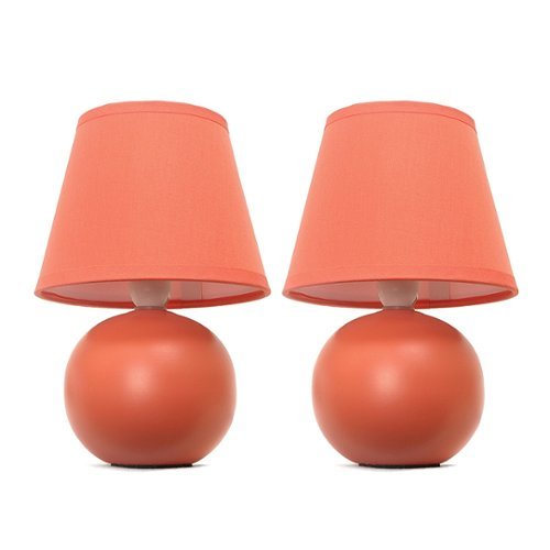 Simple Designs - Mini Ceramic Globe Table Lamp 2 Pack Set