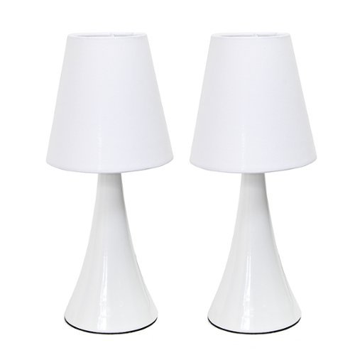 Simple Designs - Valencia Colors 2 Pack Mini Touch Table Lamp Set with Fabric Shades - White