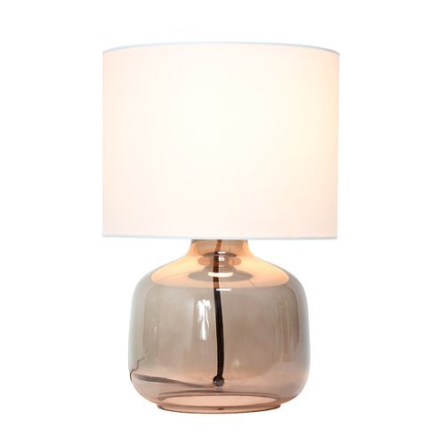 Simple Designs - Glass Table Lamp with Fabric Shade - Smoke/White