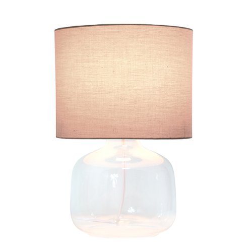 Simple Designs - Glass Table Lamp with Fabric Shade - Clear/Gray