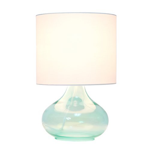 Simple Designs - Glass Raindrop Table Lamp with Fabric Shade - Aqua/White