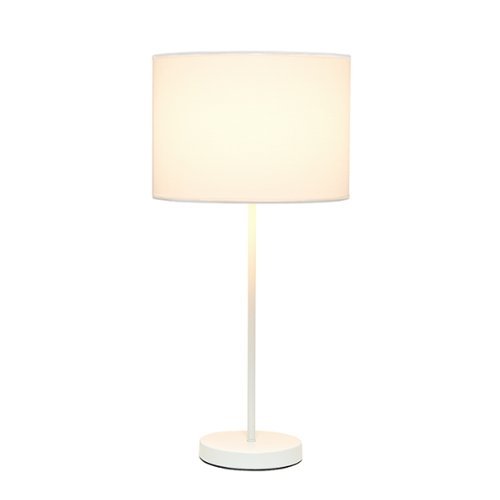 Simple Designs - White Stick Lamp with Fabric Shade - White
