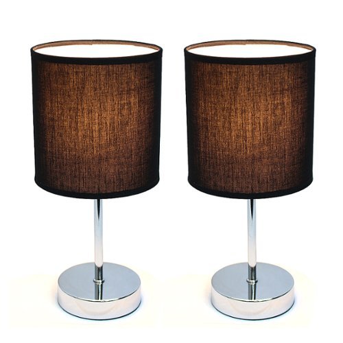 Simple Designs - Chrome Mini Basic Table Lamp with Fabric Shade 2 Pack Set