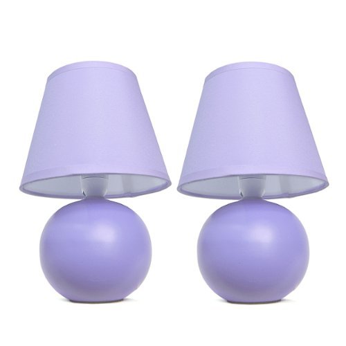 Simple Designs - Mini Ceramic Globe Table Lamp 2 Pack Set - Purple