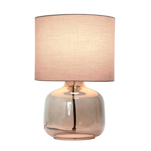 Simple Designs - Glass Table Lamp with Fabric Shade - Smoke Gray/Gray