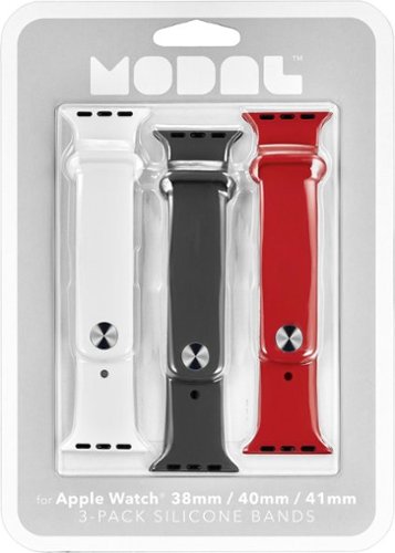 Modal™ - Silicone Watch Band for Apple Watch 38 mm / 40mm / 41mm (3 Pack) - Candy apple red, snow white, stormy gray