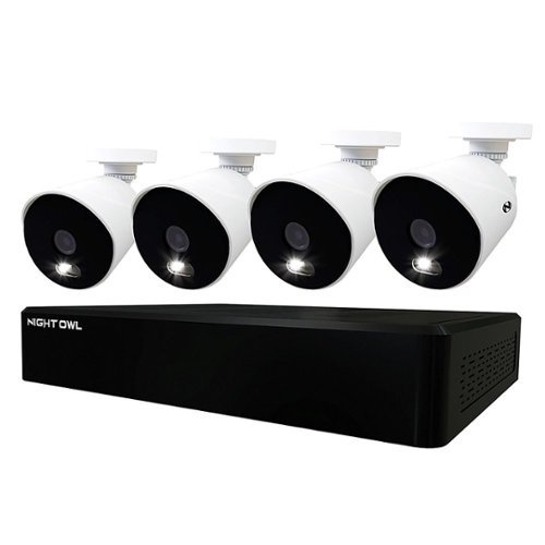 Night Owl - 12 Channel Wired DVR with 4 Wired 4K Ultra HD Spotlight Cameras and 1TB Hard Drive - White