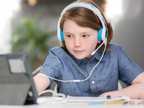 BuddyPhones School+ Wired On-Ear Headphones - Blue GLOBAL SHIPPING