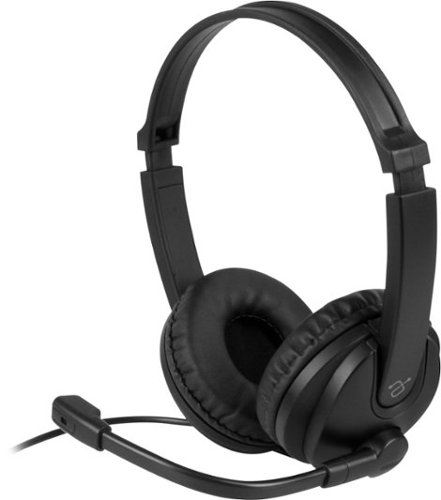 Aluratek - Wired 3.5mm Stereo Headset with Boom Mic - Black