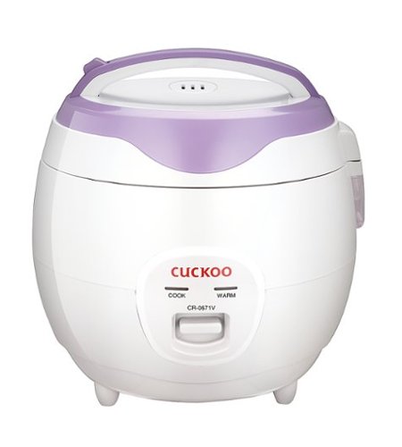 CUCKOO ELECTRONICS - Cuckoo CR-0671V Basic Electric Small Rice Cooker & Warmer, 6 cups - White/Purple