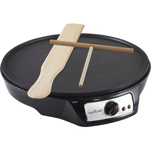 NutriChef Electric Crepe Maker / Griddle, Hot Plate Cooktop - Black - Black
