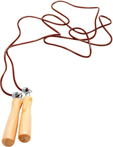 Mind Reader PVC Jump Rope with full, rapid 360-degree spin, wooden handles - Brown