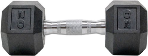  Tru Grit - 20-lb Hex Rubber Coated Dumbbell Single - Black/Silver