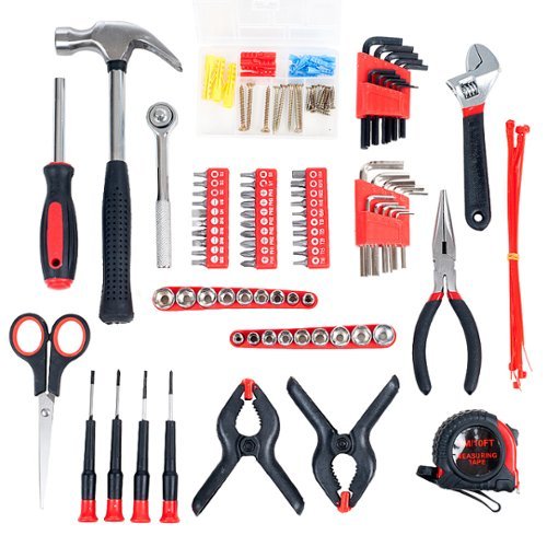 Fleming Supply - 86 Piece Hand Tool Kit with a Roll Up Carry Case for Household and Auto Repairs - Black, Red-Alt_View_Standard_13 