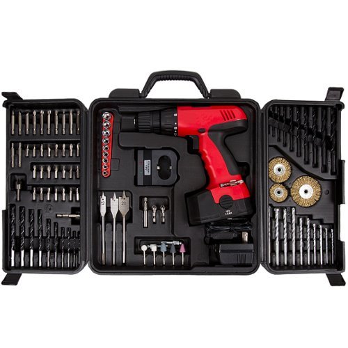 Fleming Supply - Cordless Drill Tool Set- 89 Piece Drill Bits, Wire Brush Wheels, Router Bits, Grinding & Polishing Kit - Red, Black-Alt_View_Standard_17 
