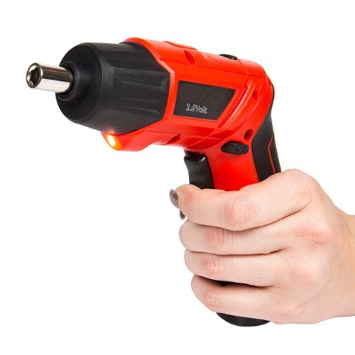 Fleming Supply - Cordless Pivoting Screwdriver- 45 Pieces - Drill Bits, Sockets, LED Lights and Rechargeable Ni-Cd Battery - Black, Red-Alt_View_Standard_18 