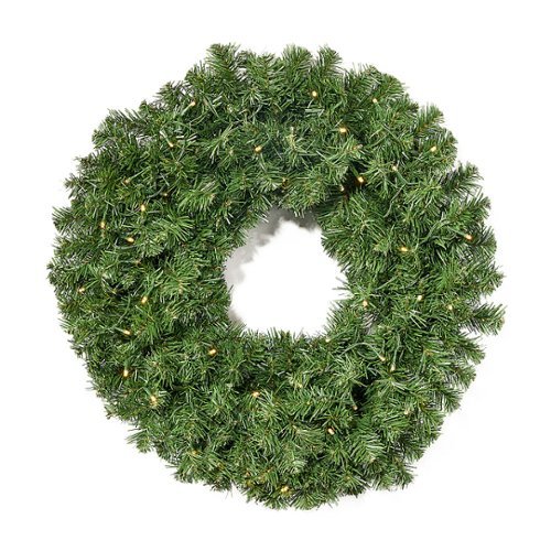 Noble House - 24" Noble Fir Warm White LED Artificial Christmas Wreath - Green