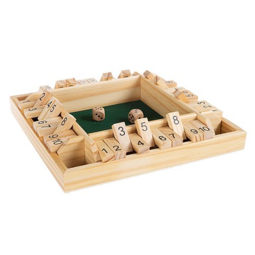 Hey! Play! Shut The Box Game-Classic 10 Number Wooden Set with Dice Included-Old Fashioned, 4 Player Thinking Strategy Game GLOBAL SHIPPING