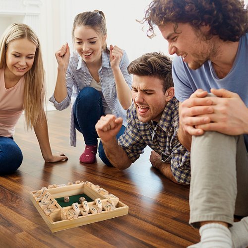 Hey! Play! Shut The Box Game-Classic 10 Number Wooden Set with Dice Included-Old Fashioned, 4 Player Thinking Strategy Game WHERE TO BUY