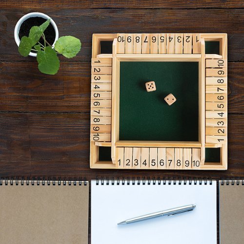Hey! Play! Shut The Box Game-Classic 10 Number Wooden Set with Dice Included-Old Fashioned, 4 Player Thinking Strategy Game BUY ONLINE
