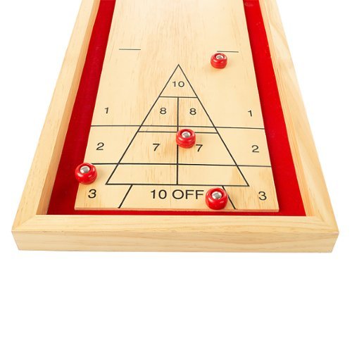 Hey! Play! Tabletop Shuffleboard Game - Portable Indoor or Outdoor Compact Desktop Pinewood Competition Board Game GLOBAL SHIPPING