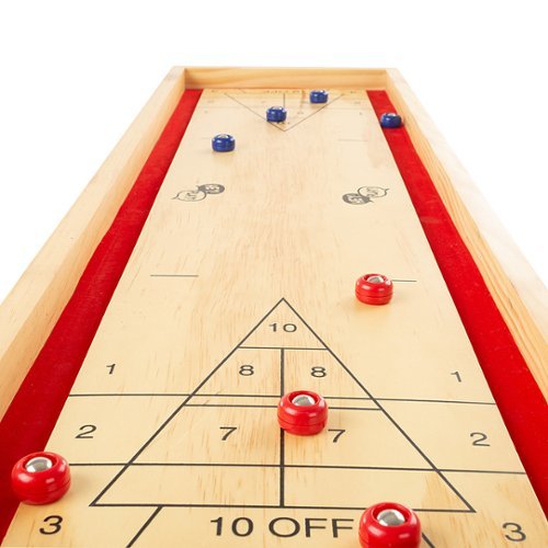 Hey! Play! Tabletop Shuffleboard Game - Portable Indoor or Outdoor Compact Desktop Pinewood Competition Board Game SHOP ONLINE