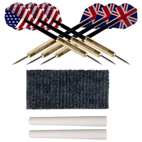 Toy Time - Dartboard Cabinet Set- Self Healing Dart Game in Hanging Protective Case with Finish 6 Steel Tip Darts - Walnut-Alt_View_Standard_14 