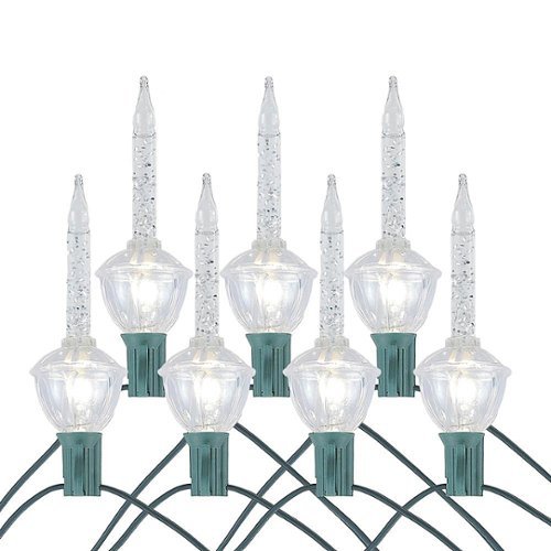 Novelty Lights - 7ct light Traditional Bubble Light Set - Clear with Silver Glitter - Clear with  Silver Glitter-Front_Standard 