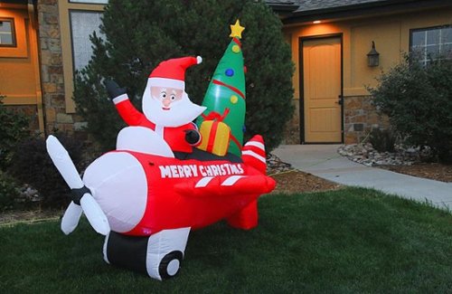 Novelty Lights - 8’ Inflatable Santa in Airplane - Red