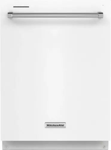 Front. KitchenAid - 24" Top Control Built-In Dishwasher with Stainless Steel Tub, ProWash Cycle, 3rd Rack, 39 dBA - White.
