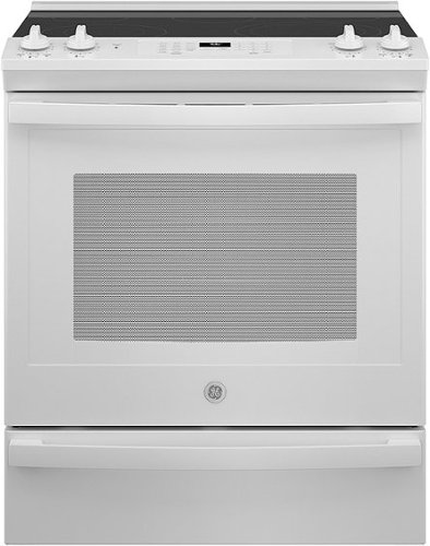 GE - 5.3 Cu. Ft. Slide-In Electric Convection Range with Self-Steam Cleaning, Built-In Wi-Fi, and No-Preheat Air Fry - White on white
