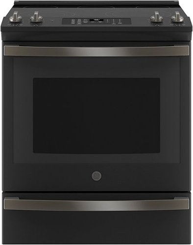 GE - 5.3 Cu. Ft. Slide-In Electric Convection Range with Self-Steam Cleaning, Built-In Wi-Fi, and No-Preheat Air Fry - Black slate