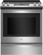GE - 5.3 Cu. Ft. Slide-In Electric Convection Range with Self-Steam Cleaning, Built-In Wi-Fi, and No-Preheat Air Fry - Stainless steel - Front_Standard