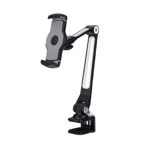 AboveTEK - Long Arm Clamp Mount Phone/Tablet Holder - Black