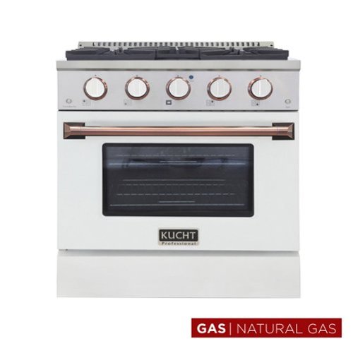 Kucht - 30 in. 4.2 cu. ft. Natural Gas Range with Sealed Burners and Convection Oven in White with Rose Gold Accents - White & Rose Gold-Front_Standard 