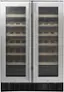 Front. Insignia™ - Dual Zone Wine and Beverage Cooler with Glass Doors - Stainless Steel.